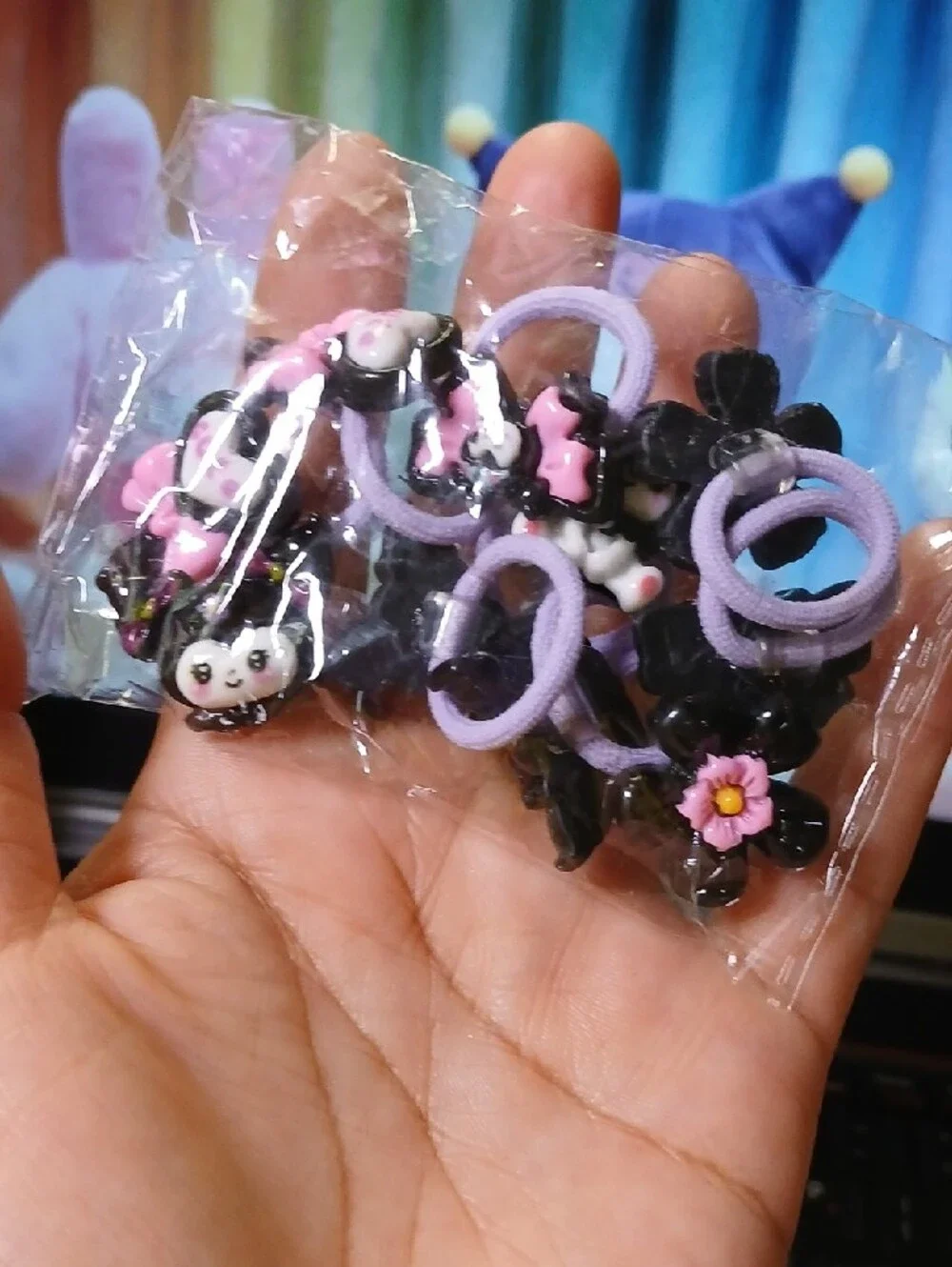 Kuromi Hair Tie Set - Pink & Lavender Bag